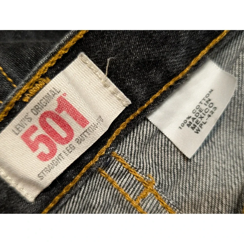 Levis 501 Original Mens‎ Straight Leg Button Fly Faded Black Jeans W34 L34